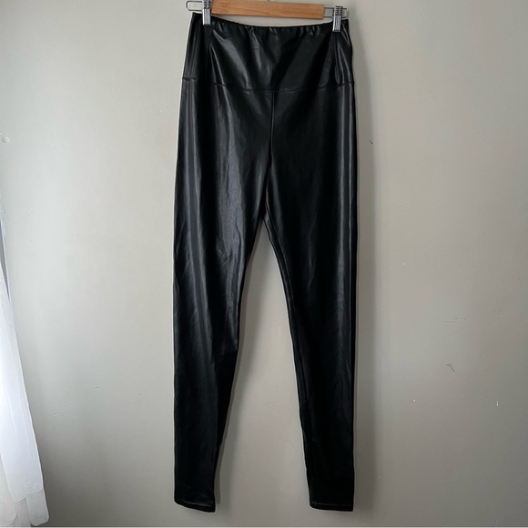 Aritzia Wilfred Free Daria Pant Faux Vegan Leather Black High Rise SZ Large Tall - Picture 2 of 11